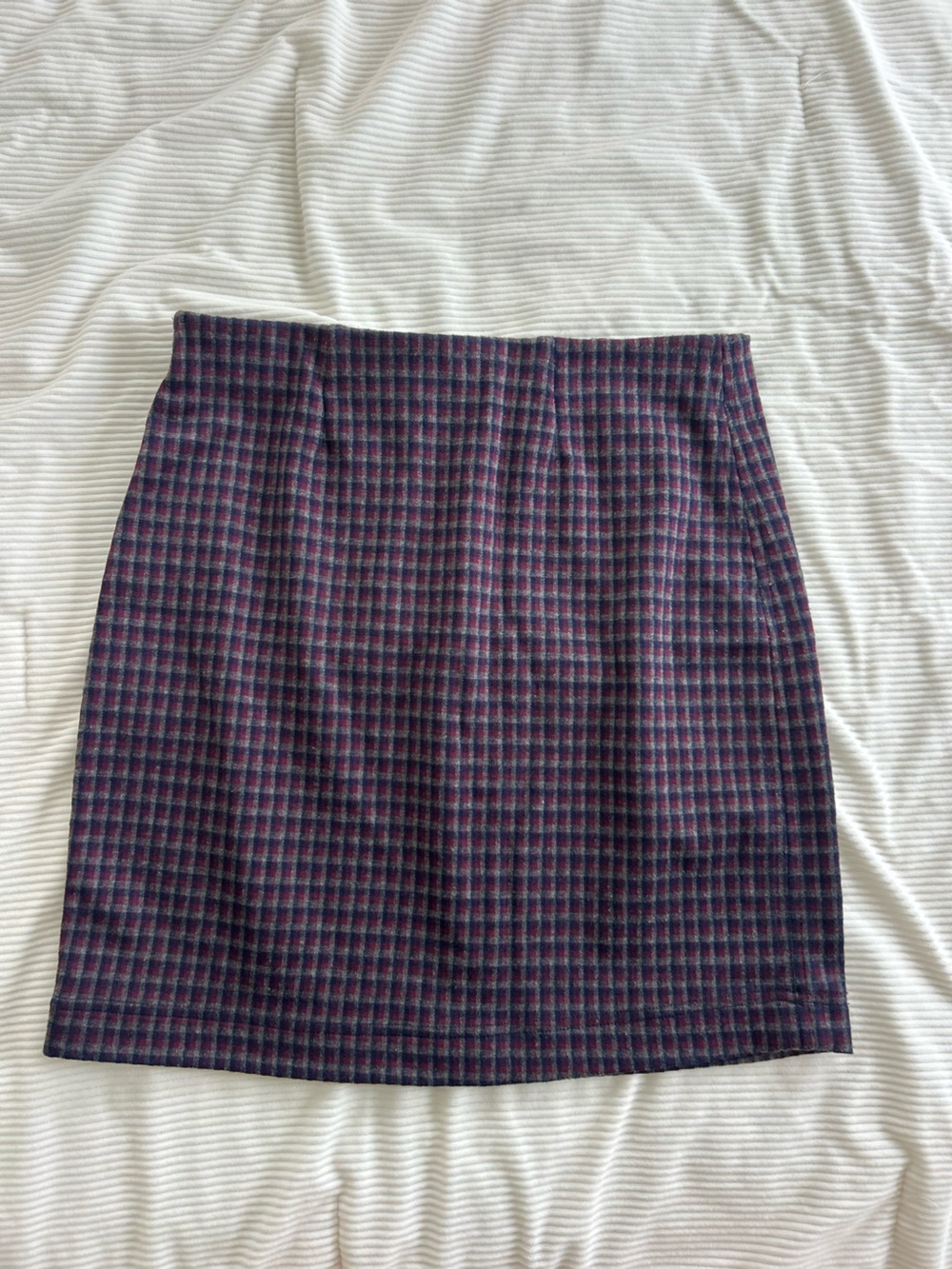 Jolt Plaid Mini Skirt in Navy and Burgundy